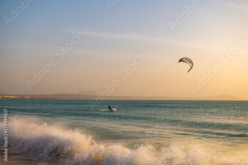 Photography kite surfing on the beach