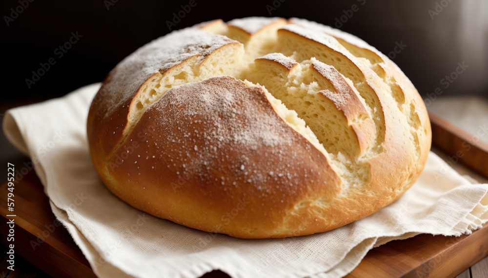 Freshly baked homemade bread. Generative AI Freshly baked homemade bread. Generative AI