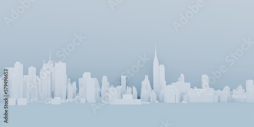 cityscape architecture panorama landscape downtown tall building big city side view 3D illustration © kanokruedee