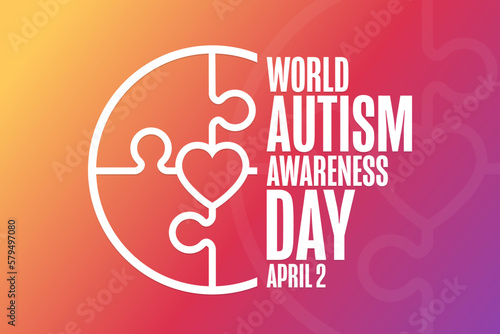 World Autism Awareness Day. April 2. Holiday concept. Template for background, banner, card, poster with text inscription. Vector EPS10 illustration.