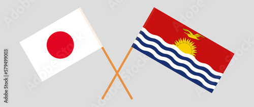 Crossed flags of Japan and Kiribati. Official colors. Correct proportion