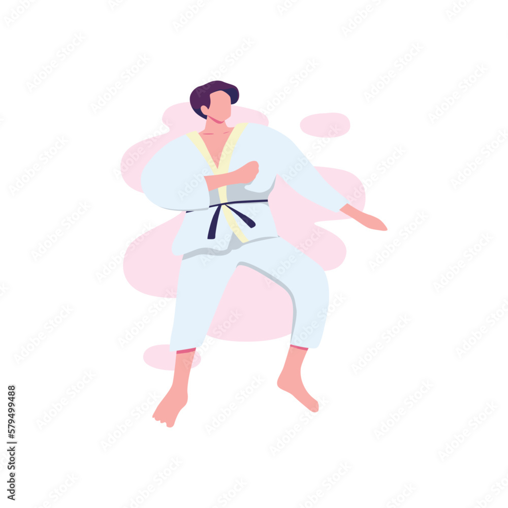 happy man training for karate flat style illustration desing.ai