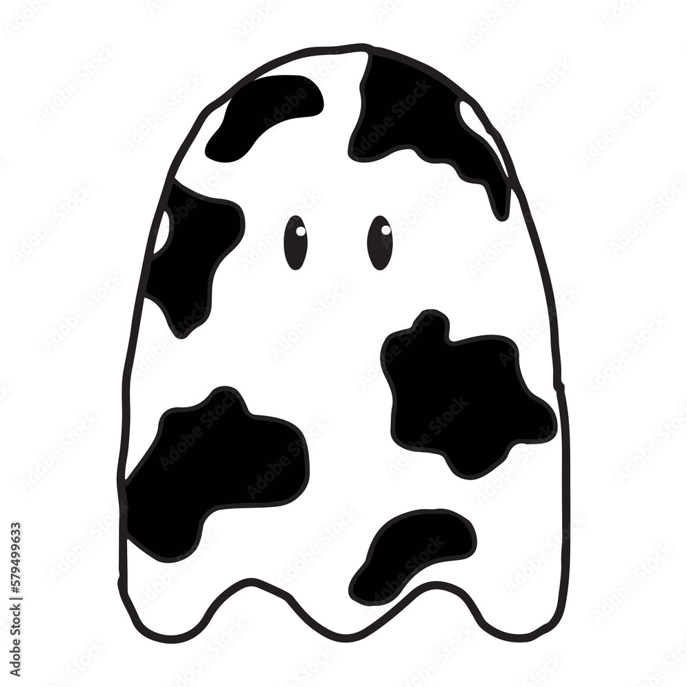 Cow print ghost halloween vector