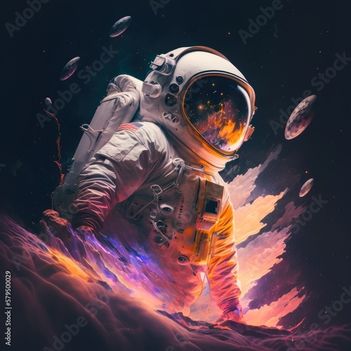 Illustration of a space astronaut concept - Science fiction - Created with generative ai
