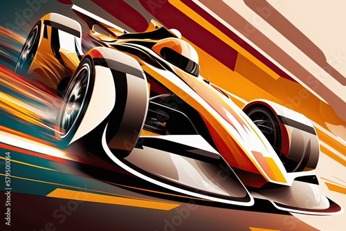 Illustration of stylized cars with bold colors – Art Created with generative AI technology 