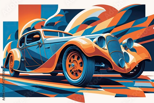 Illustration of stylized cars with bold colors – Art Created with generative AI technology
