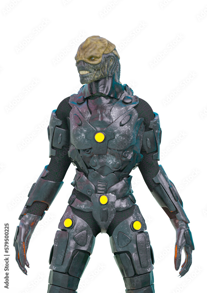 reptilian officer standing up in white background reptilian officer standing up in white background