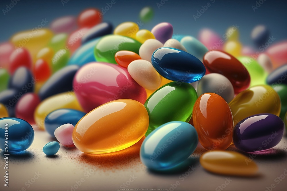 Close-up photo of colorful and glossy jellybean candies Close-up photo of colorful and glossy jellybean candies