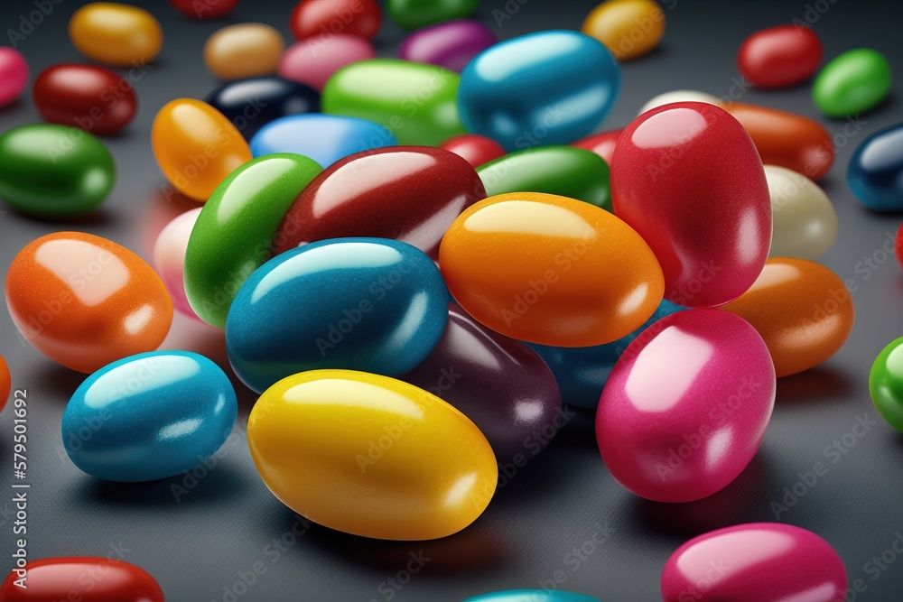 Close-up photo of colorful and glossy jellybean candies Close-up photo of colorful and glossy jellybean candies