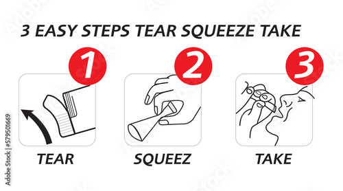 Easy Steps Tear Squeeze Take sachets How to Use Sachet Powder Medicine