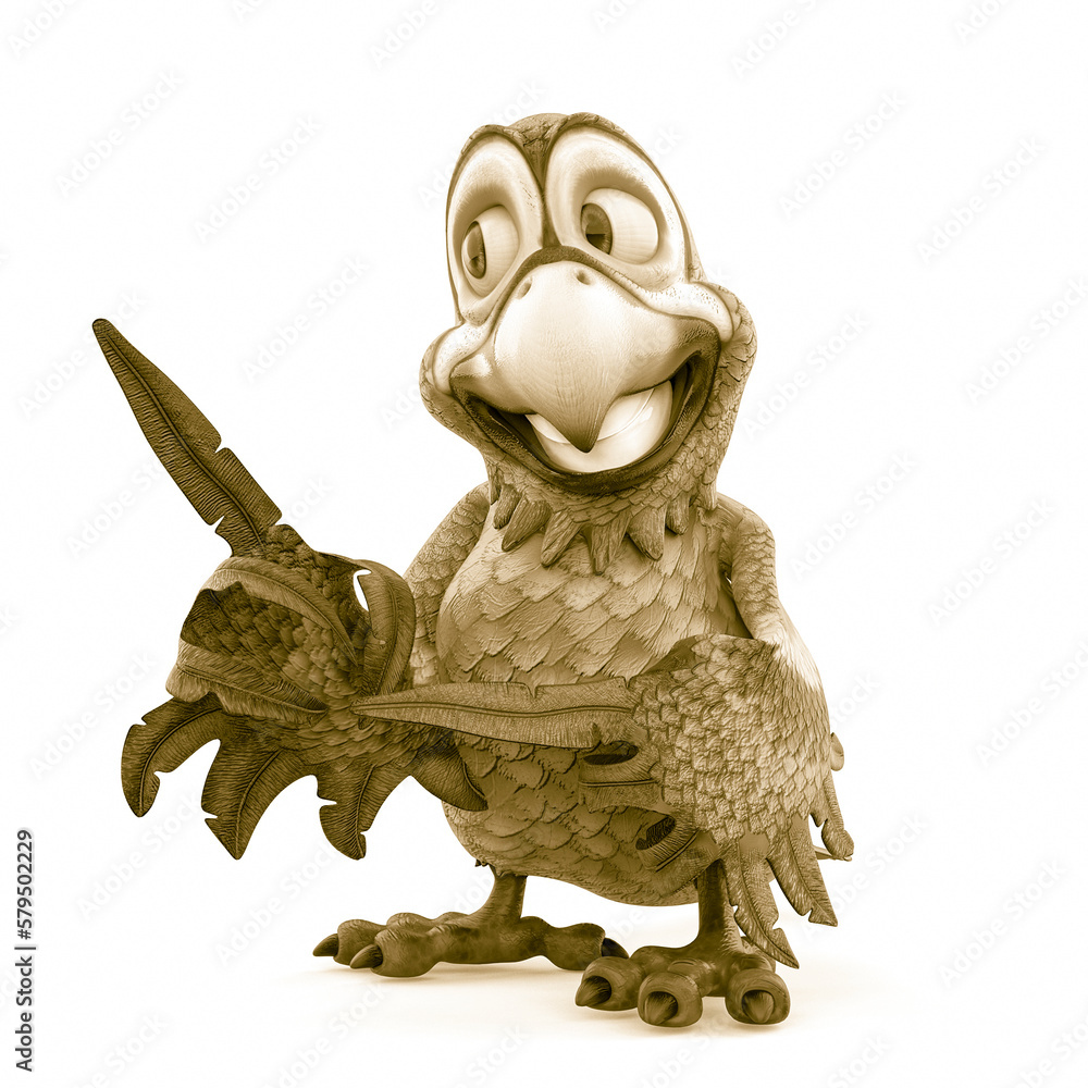 Fototapeta premium parrot cartoon is pointing the way