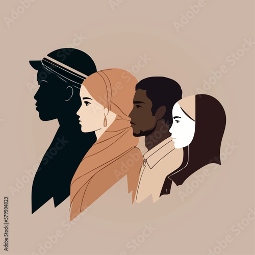 the beauty of racial ethnic diversity, minimalist vector illustration concept