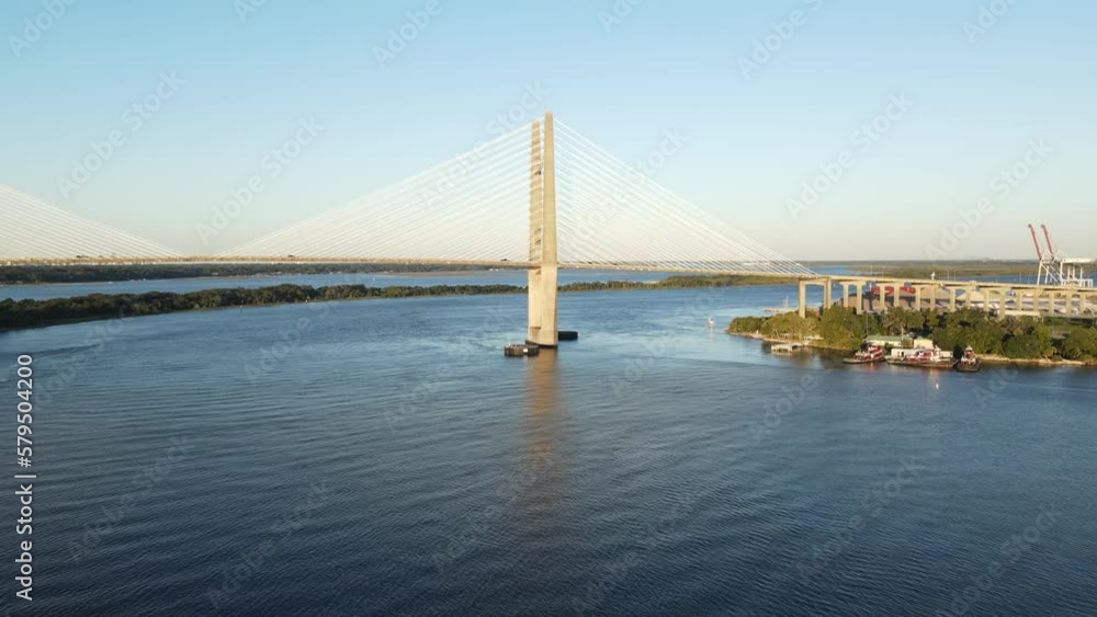 Aerial view of the Dames Point Bridge. Aerial view of the Dames Point Bridge.
