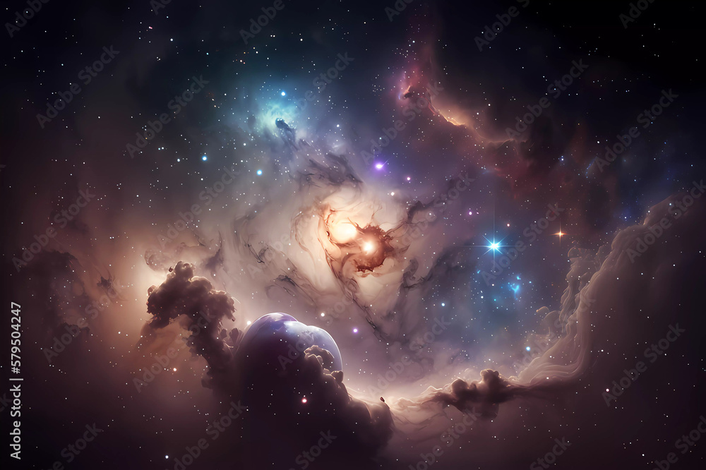 Generative AI, night sky, starry and nebula