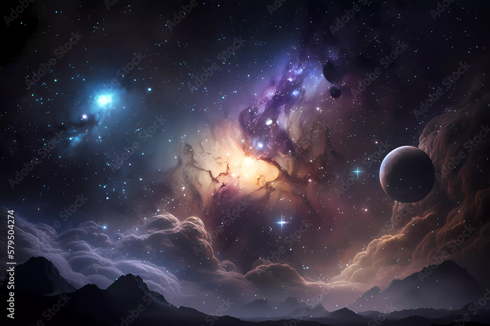 Generative AI, night sky, starry and nebula Generative AI, night sky, starry and nebula