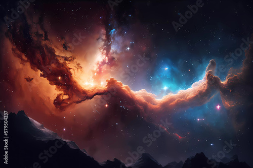 Generative AI, night sky, starry and nebula © stockfb