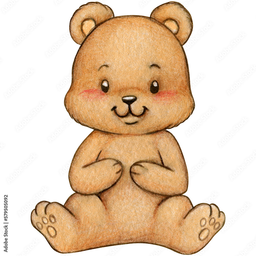 Fototapeta premium Watercolor woodland bear