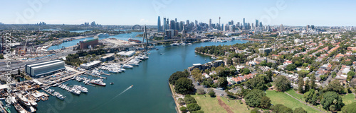 Glebe Island, the Anzac Bridge, Sydney city skyline and the suburb of Glebe. © 169169