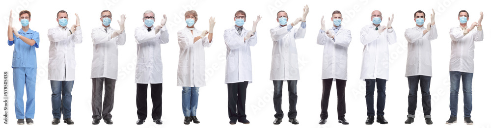 group of doctors in mask isolated on white group of doctors in mask isolated on white