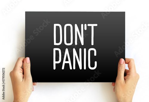 Don't Panic text on card, concept background