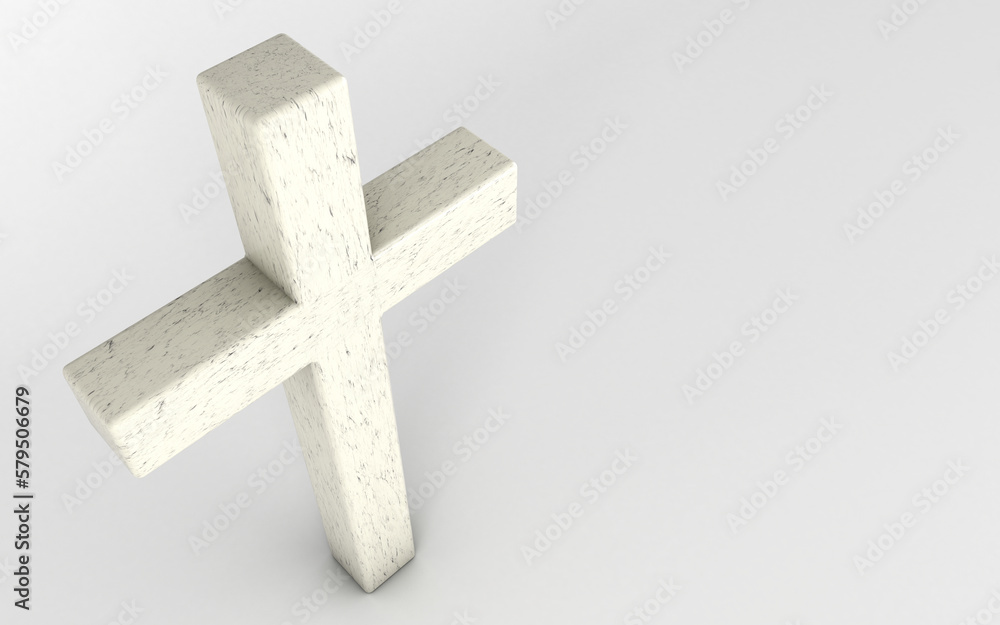 Simple Christian crucifix. Catholic cross. Marble cross in empty space. Religious symbol. Place for inscription. Christian denomination. 3d rendering. Simple Christian crucifix. Catholic cross. Marble cross in empty space. Religious symbol. Place for inscription. Christian denomination. 3d rendering.