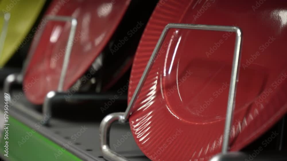 Free loop animation of different plates. A set of many dishes in the ...