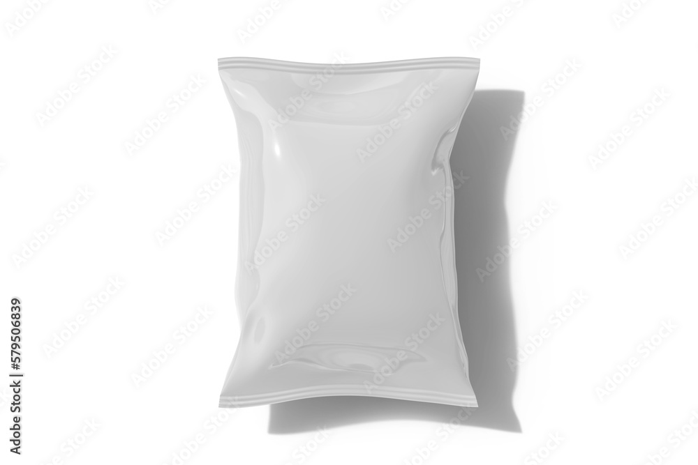 Snack or Potato Chips Packaging Bag Design Glossy Package on The Floor Top View
