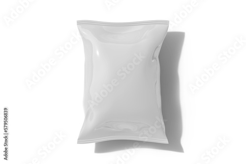 Snack or Potato Chips Packaging Bag Design Glossy Package on The Floor Top View