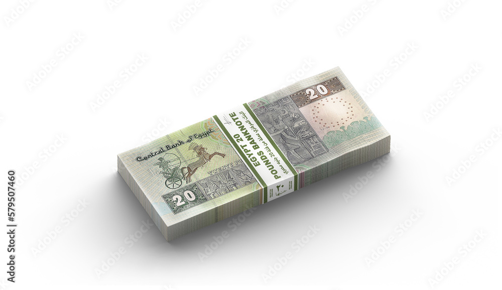 Money 20 Egyptian pounds 3d Egyptian-banknotes of 20 bills on white background Money 20 Egyptian pounds 3d Egyptian-banknotes of 20 bills on white background