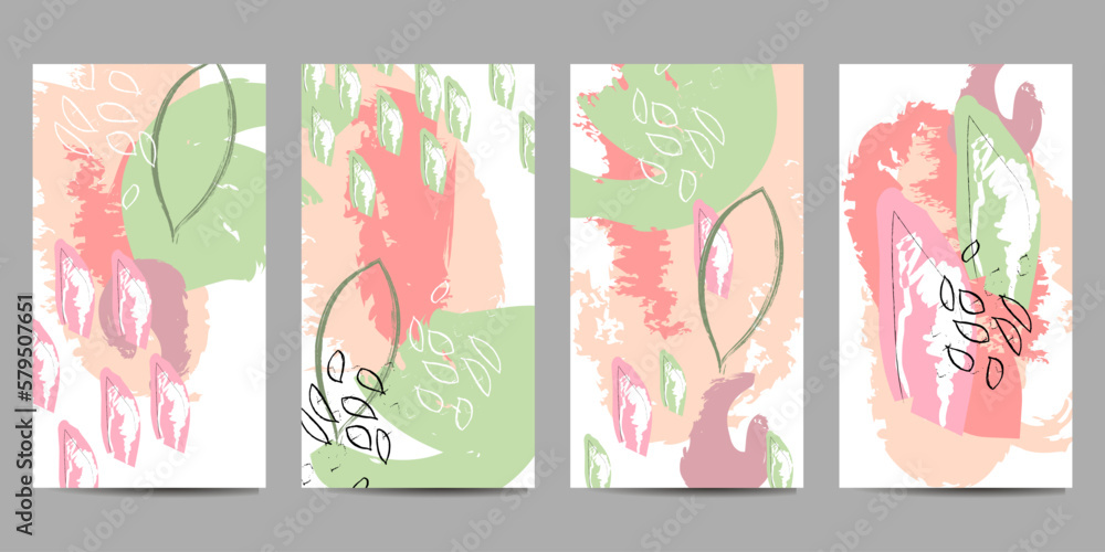 Collection of postcards in gentle pastel colors creative floral artistic cards. hand drawn textures. vector Collection of postcards in gentle pastel colors creative floral artistic cards. hand drawn textures. vector