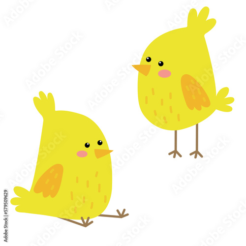 Cute Easter chickens. vector illustration of yellow chicks for easter design.