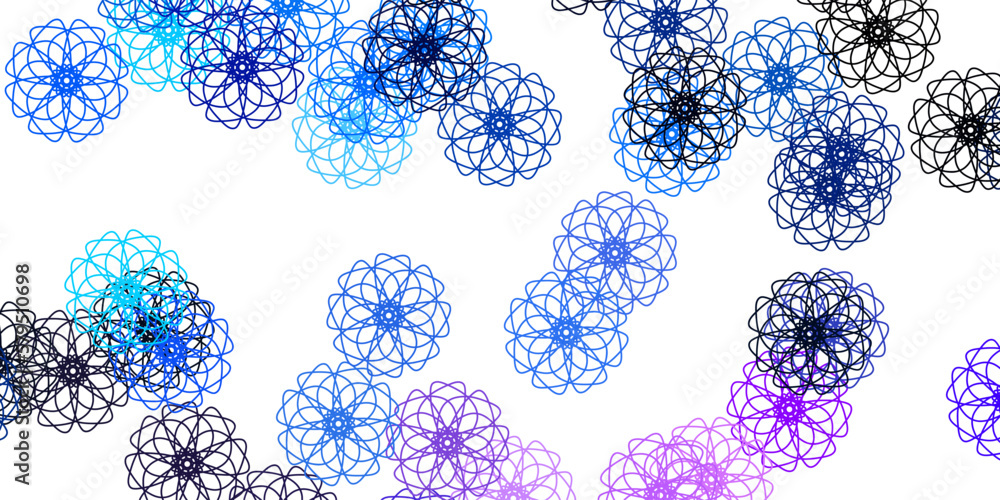 Light Pink, Blue vector doodle template with flowers. Light Pink, Blue vector doodle template with flowers.