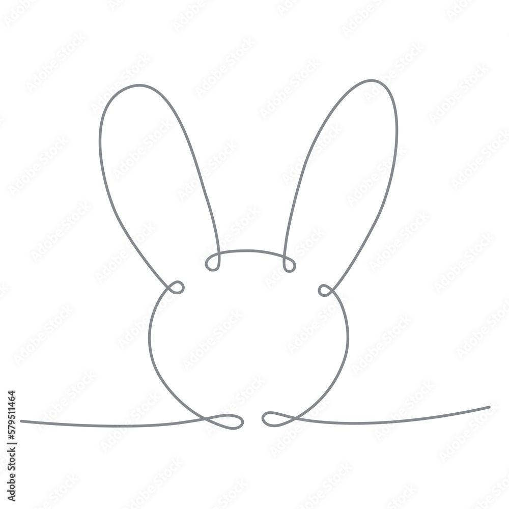 Easter bunny continues line hand draw element. Easter bunny continues line hand draw element.