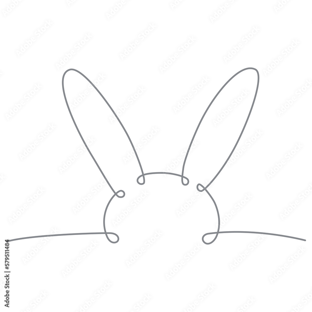 Easter bunny continues line hand draw element. Easter bunny continues line hand draw element.