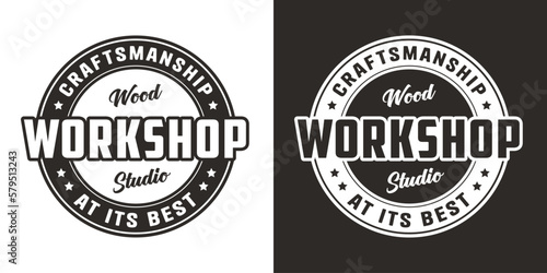 Logo or emblem for carpentry or wood carving. Design for jointer and carpenter or workshop or woodworking