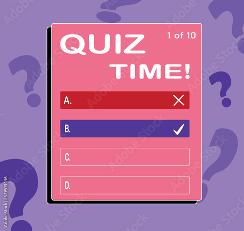 Quiz guess social media sticker icon in flat style. Template of quiz. Help button sign business concept. Social media elements stories stickers. Vector.