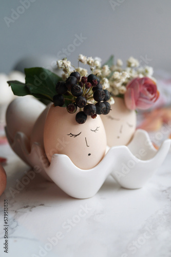 Easter egg and spring decorations