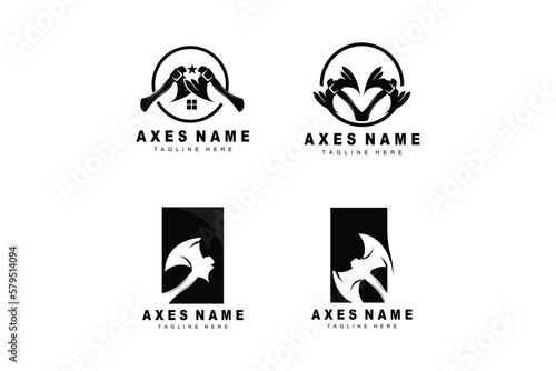 Ax Logo Design  War Tool Illustration and Woodcutter Vector