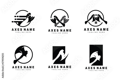 Ax Logo Design, War Tool Illustration and Woodcutter Vector
