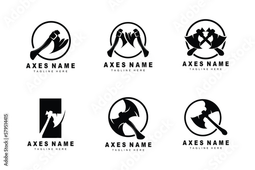 Ax Logo Design, War Tool Illustration and Woodcutter Vector