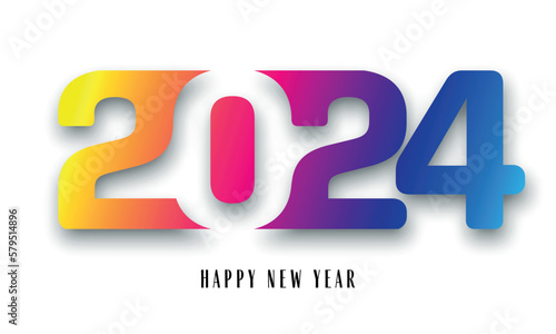 Happy new year 2024 vector illustration. Colorful design, trendy style, 2024 calendar