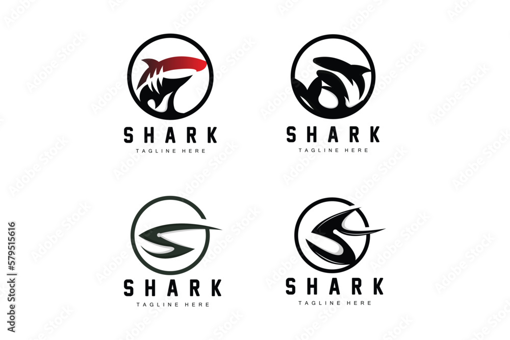 Shark Logo, Wild Fish Vector Illustration, Ocean Predator, Product Brand Design Icon