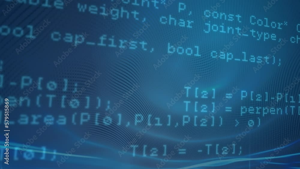 Animation of data processing over blue background Animation of data processing over blue background