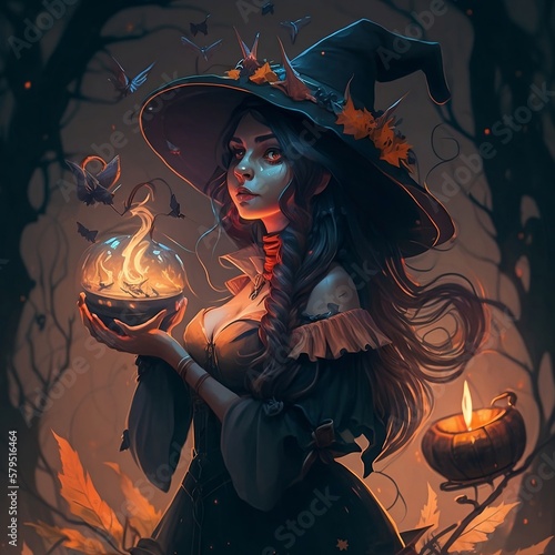 witch with a pumpkin