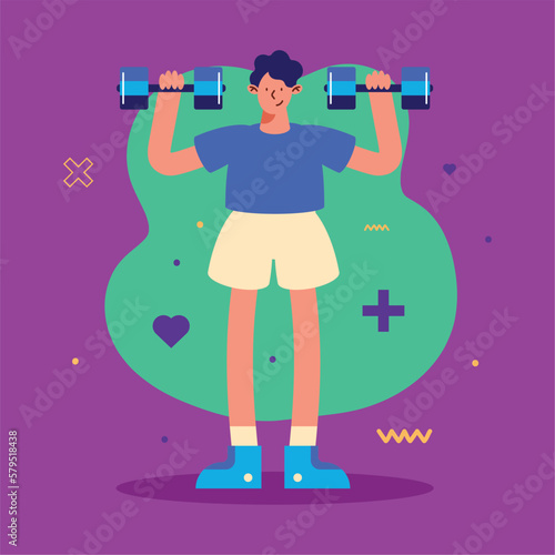man lifting dumbbells