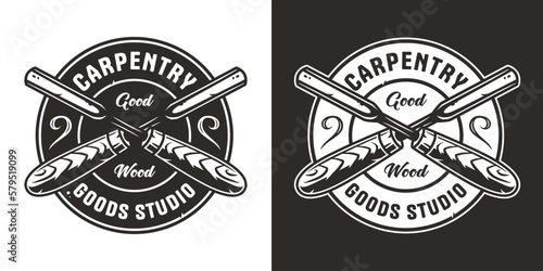 Hand chisel for wood craft workshop. Carpenter tool or equipment for repair, professional carpentry work