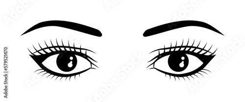 Realistic woman eyes black and white