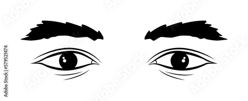 Realistic man eyes black and white