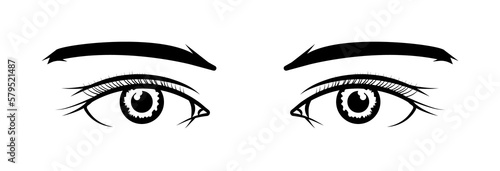 Realistic woman eyes black and white