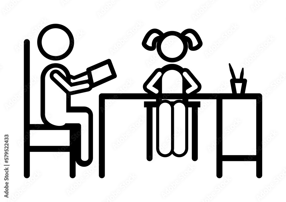 Home schooling, parent teaching icon Home schooling, parent teaching icon